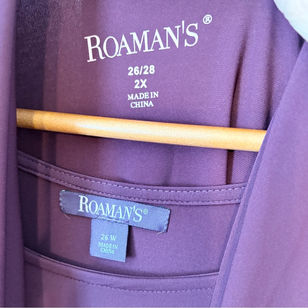 Dark Plum Long Sleeve Dress, Cardigan and Scarf. Plus size 2x - Picture 7 of 7